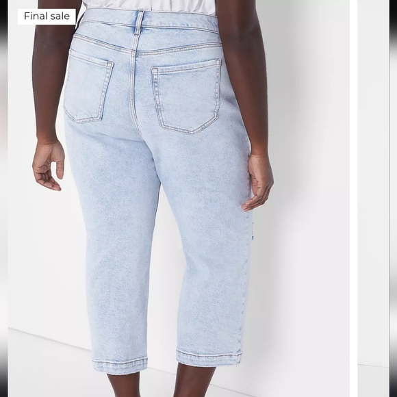 Lane Bryant Light Wash Distressed Cropped Jeans - Picture 2 of 10